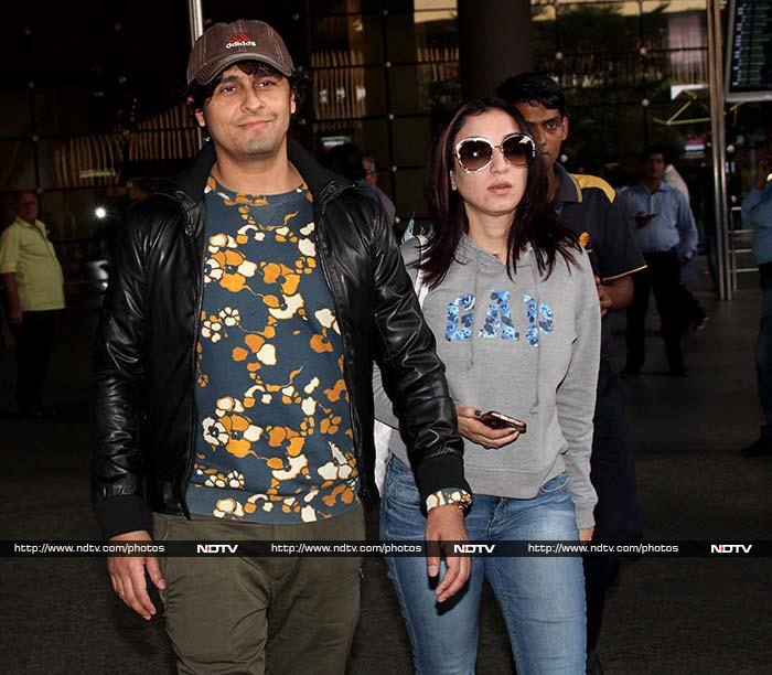 Sonu Nigam was spotted with his wife Madhurima.