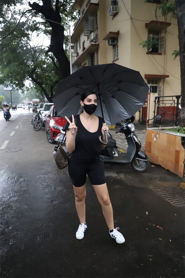 Nora Fatehi was photographed outside a dental clinic in Bandra.