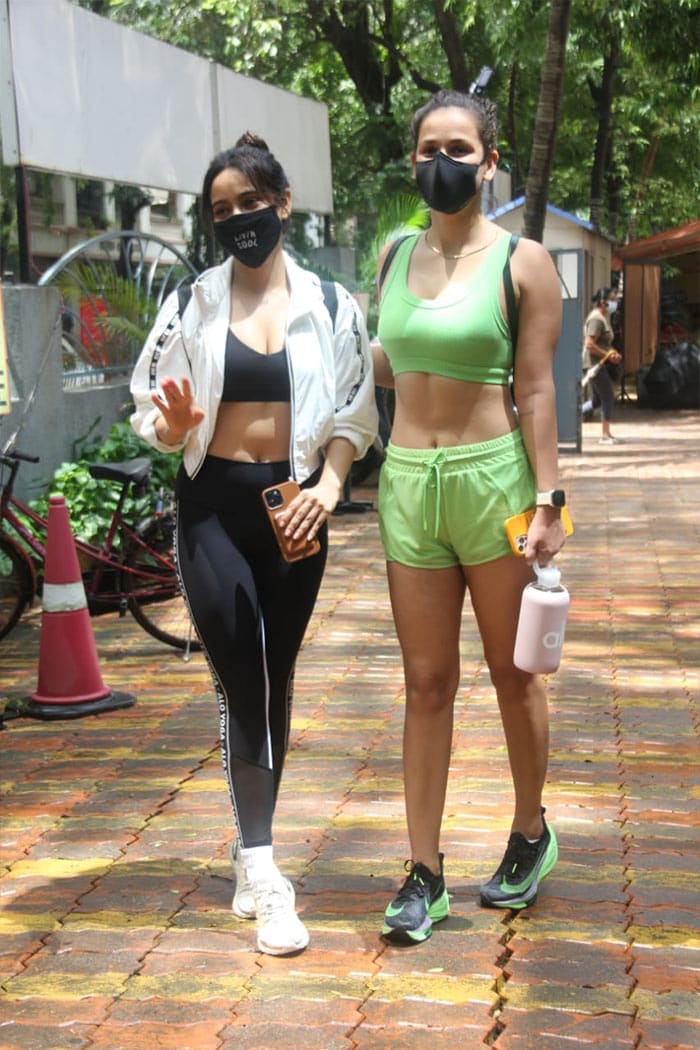 Celebrity sisters Neha Sharma and Aisha Sharma were snapped in Bandra.
