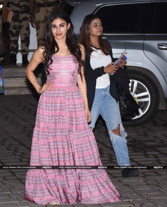 Mouni Roy looked pretty in a pink gown.