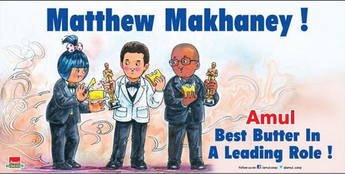 Amul toasts Oscar winner Matthew \'Makhaney\'
