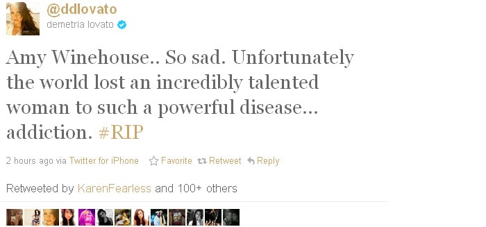 On Twitter, celebs mourn Amy Winehouse