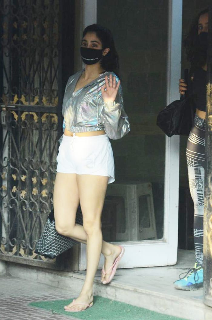 Actress Janhvi Kapoor was spotted outside a pilates studio in the city on Saturday.