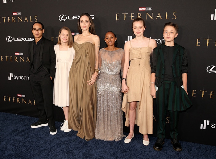 Angelina Jolie Attends Eternals Premiere With Kids