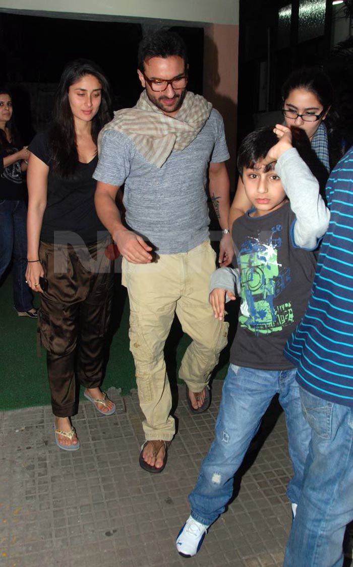 Kareena Kapoor and Saif Ali Khan along with his son Ibrahim and Sara attended the special screening of Anjaana Anjaani in Mumbai.