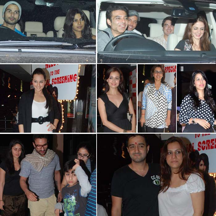 Priyanka Chopra and Shahid Kapoor turned up to watch the special screening of <i>Anjaana Anjaani</i> at Cinemax. Also seen were a host of other celebrities in a few other related events. Here are a few pics...