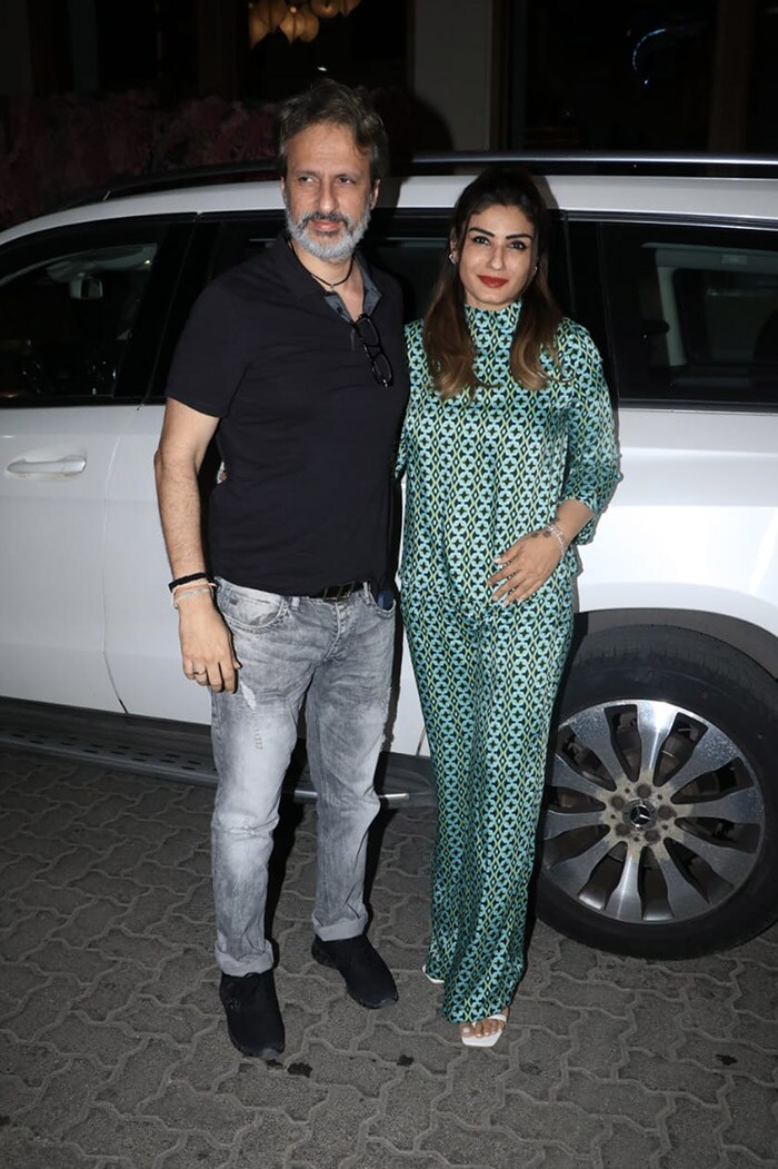 Raveena Tandon was spotted with her husband Anil Thadani at Bastian, Worli.