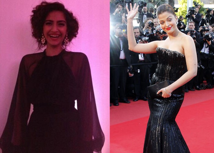 <b>Black magic divas:</b> Sonam Kapoor began her second year at the Cannes Film Festival 2012 in a diaphanous Gucci gown at the Gucci party, the year 2010 witnessed one of Aishwarya Rai Bachchan's best red carpet appearances when she impressed in a strapless Armani Prive embellished black gown.