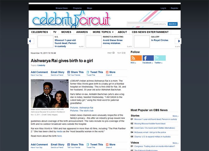 World media loves Aishwarya, Baby B