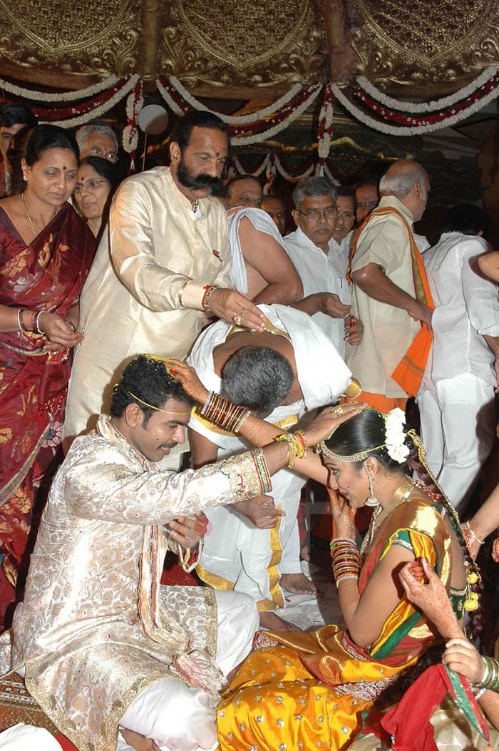 Cong(I) Leader Kanumuri-Bapiraju blessing the couple.