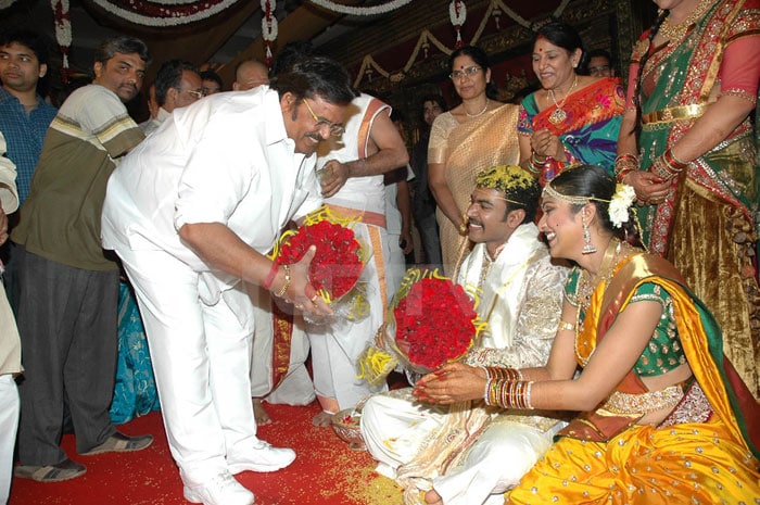 Noted film director and producer Dr Dasari Narayana Rao with the couple.