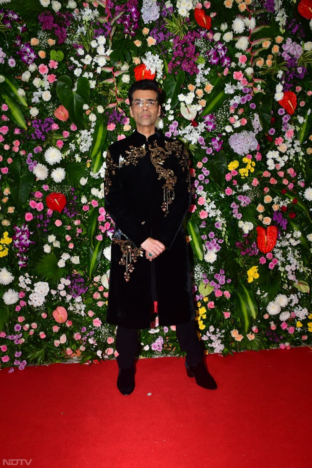 Karan Johar made a statement in an all-black velvet sherwani (Image Courtesy: Varinder Chawla)