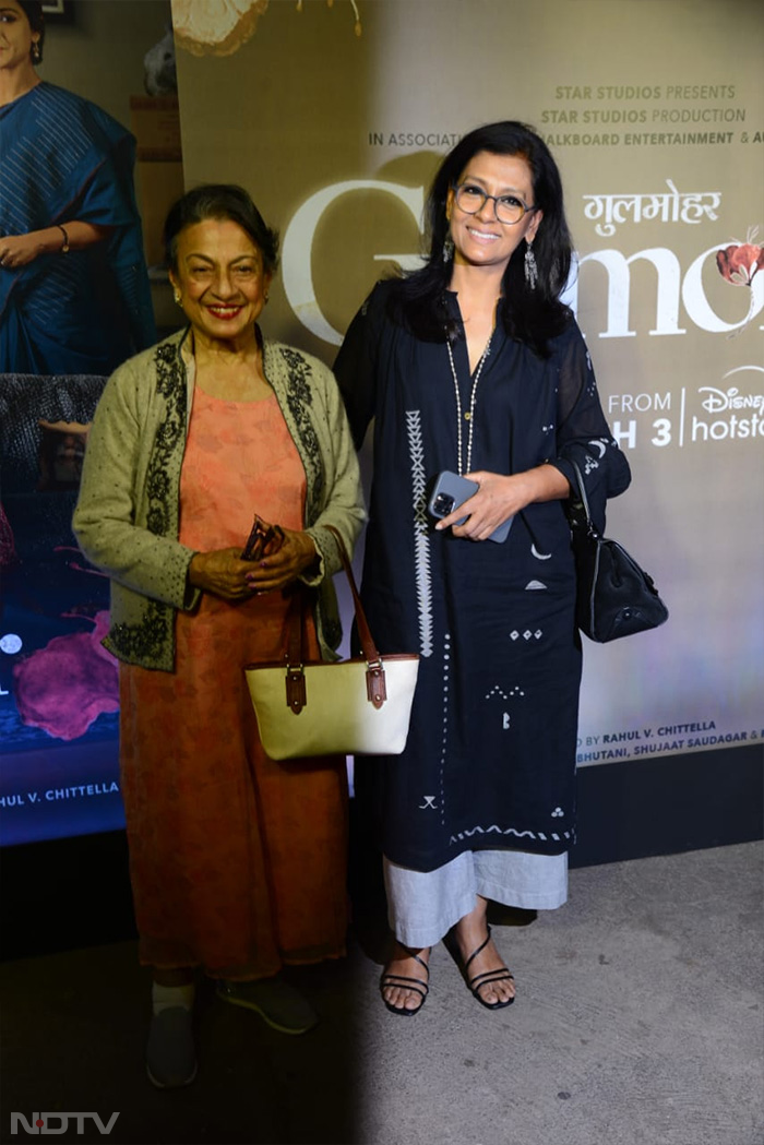 At Gulmohar Screening: Manoj Bajpayee with wife Shabana Raza, Veteran Actress Tanuja And Others
