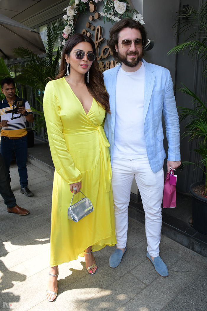 Shama Sikander and her husband James Milliron smiled for the cameras. (Image Courtesy: Varinder Chawla)