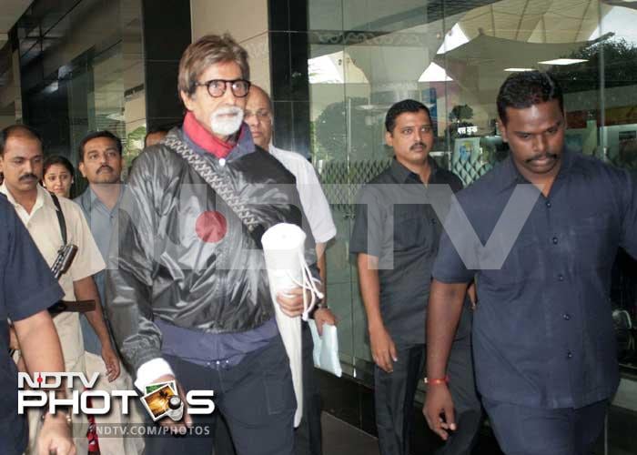 Welcome home: Big B flies back from London