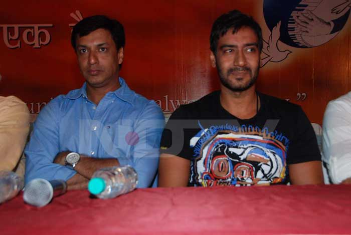 Filmmaker Madhur Bhandarkar and Ajay Devgn are spotted sitting together.