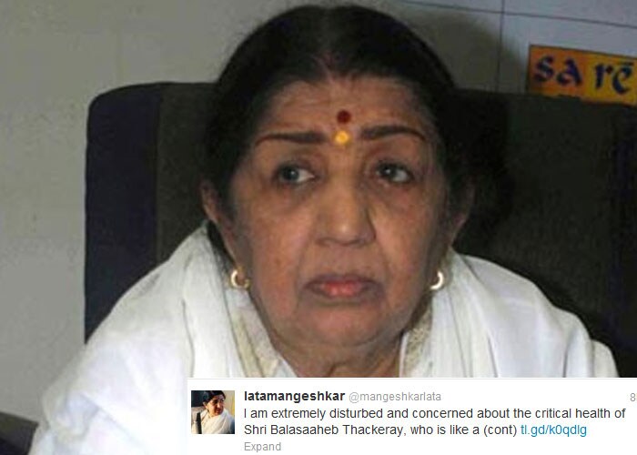 Lata Mangeshkar: I am extremely disturbed and concerned about the critical health of Shri Balasaaheb Thackeray, who is like a family member to me...In view of this, I am postponing the function of my music company to a later date.. My prayers are with Balasaaheb and the entire Thackeray family...Lata MangeshkarI am extremely disturbed and concerned about the critical health of Shri Balasaaheb Thackeray, who is like a family member to me...In view of this, I am postponing the function of my music company to a later date.. My prayers are with Balasaaheb and the entire Thackeray family... Lata Mangeshkar
