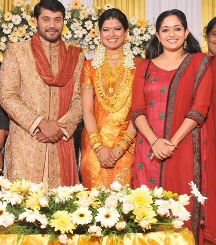 Bala and Amrita Suresh with actress Kavya Madhavan