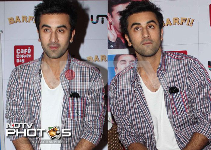 Actor Ranbir Kapoor who is all geared up for his upcoming movie, <i>Barfi!</i>, promoted his film at a Cafe Coffee Day outlet in Mumbai.