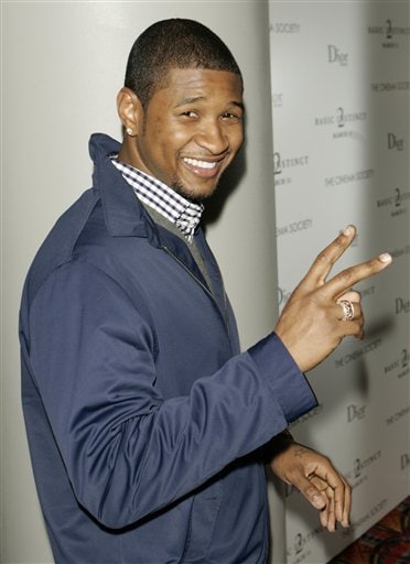 The musician Usher poses for photographers during arrivals at the world premiere of the thriller film Basic Instinct 2. (AP)