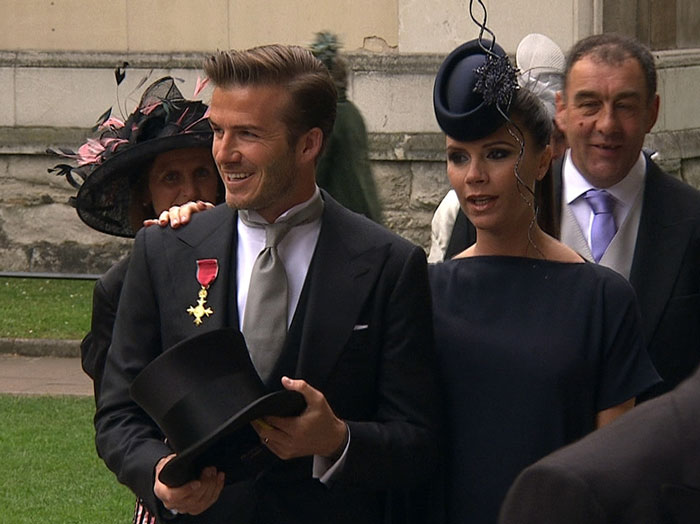 David and Victoria at the wedding. (Photo: AFP)