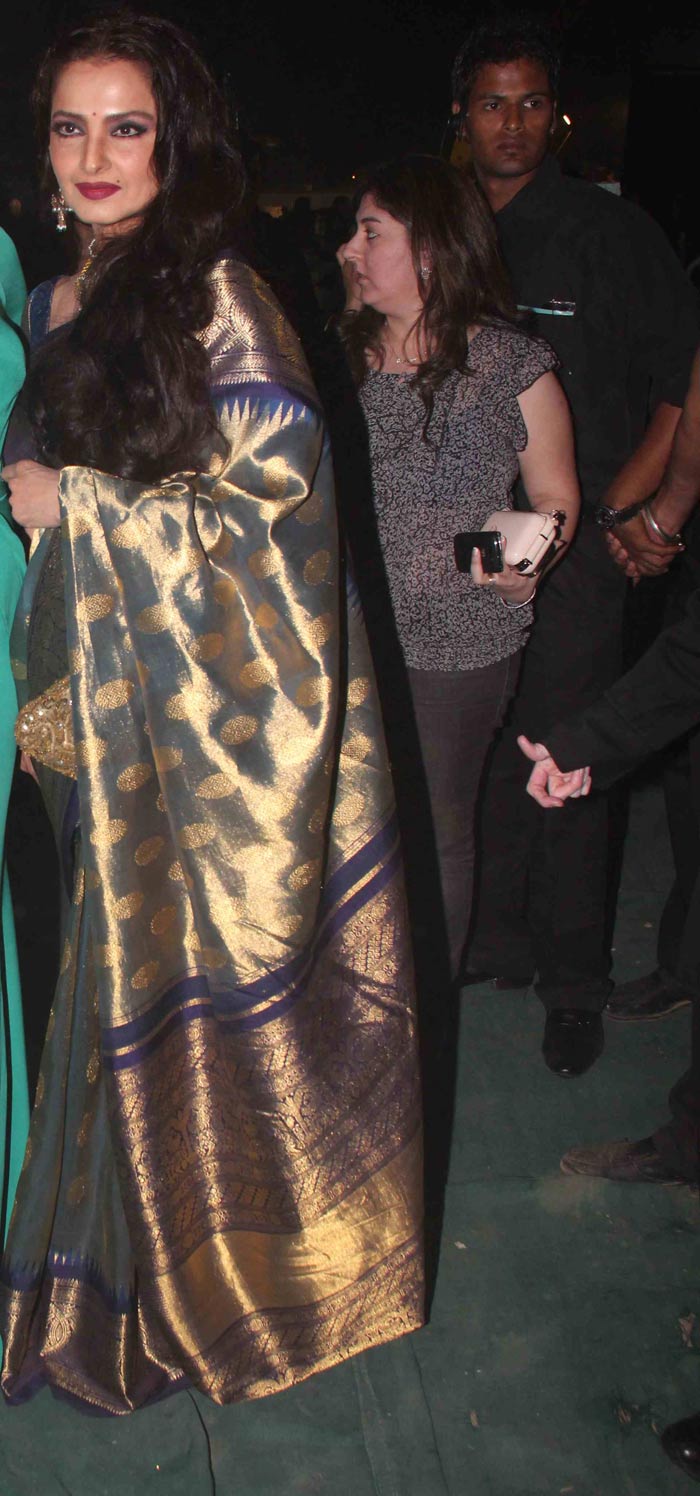 <b>Rekha</b>: Eternal beauty Rekha wore her favourite Kanjeevaram sari.