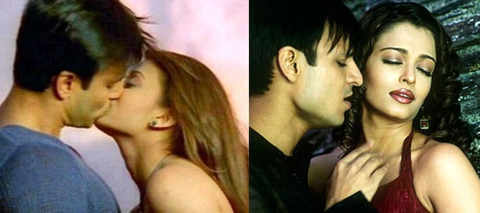 Aishwarya and Vivek worked up some steam not so much for their kiss in Kyun Ho Gaya Na, but for the rumoured affair right after the actress had broken up with Salman. The kiss was played and replayed too often to be forgotten!