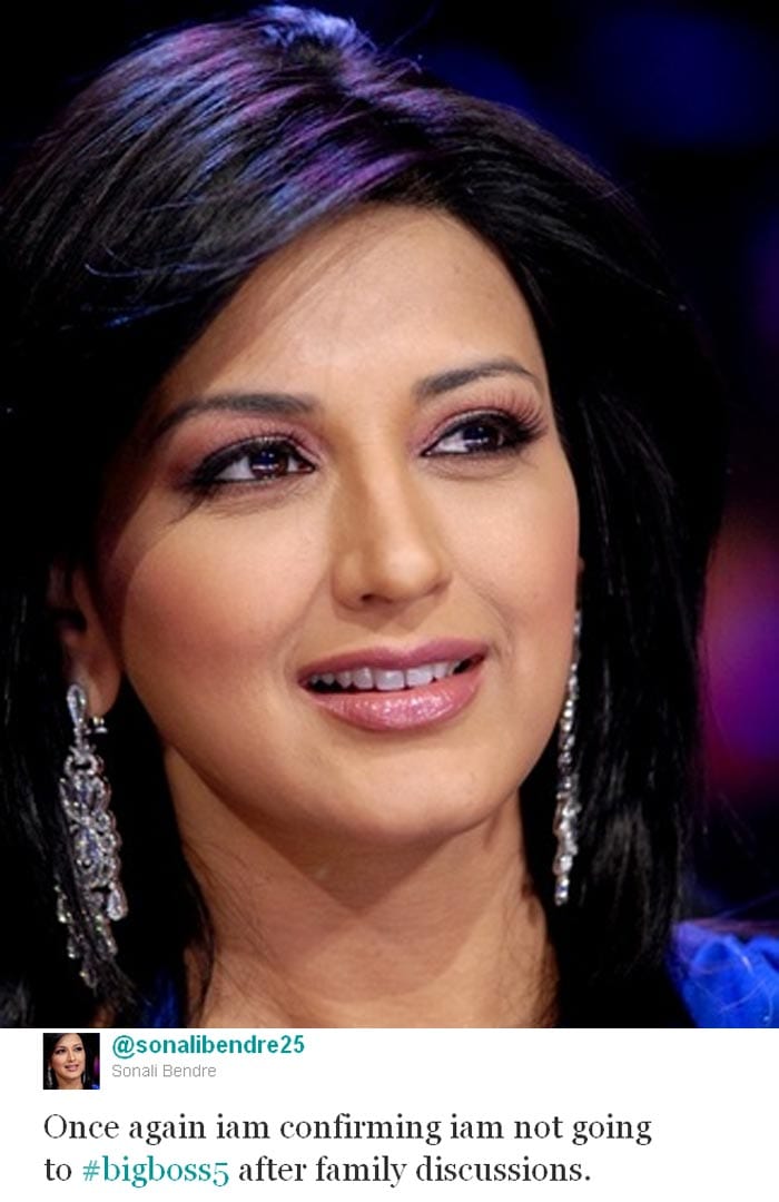 Sonali Bendre not in <i>Bigg Boss</i> 5