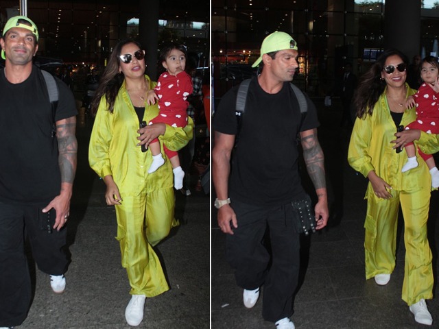Bipasha Basu's Fam Jam With Husband Karan And Daughter Devi At Airport