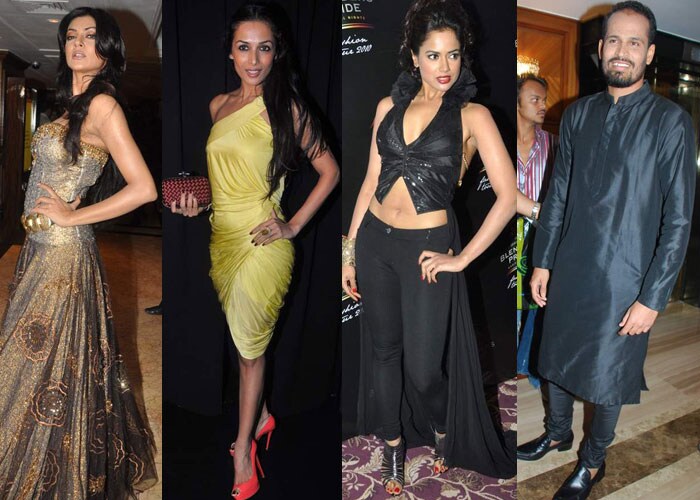 Day 3 of the Blenders Pride Fashion Tour 2010 saw many celebrities grace the ramp. Where Sushmita Sen and Yusuf Pathan walked down the ramp for Vikram Phadnis, Malaika Arora Khan strutted for Mandira Wirk and Sameera Reddy for Neeta Lulla.<Br><br>
Here's a look at the after-party...