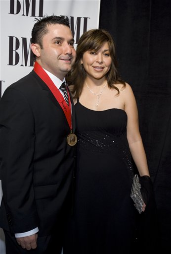 Osvaldo Villarreal (left) and his wife Erika arrive at the BMI Latin Music Awards in Las Vegas.