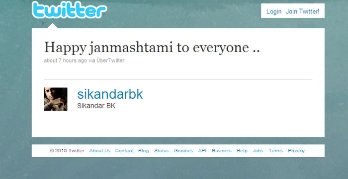 Sikandar Kher tweeted: "Happy Janmashtami to everyone".