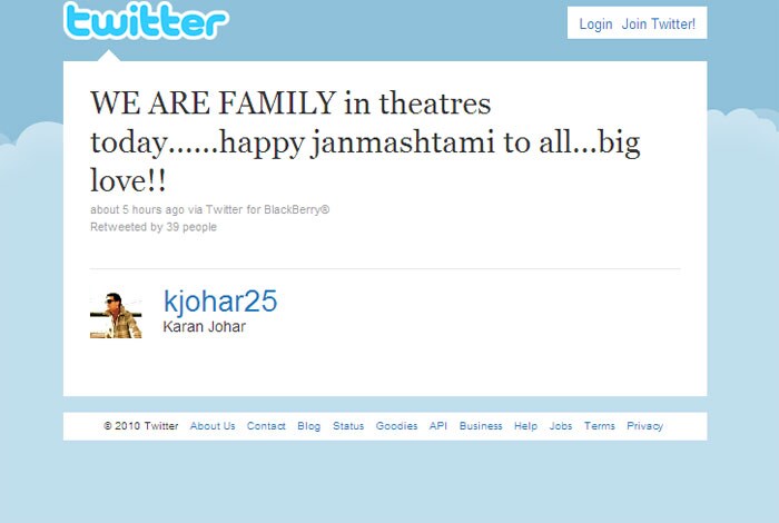 Karan Johar also posted his wishes on Twitter. He said: "Happy Janmashtami to all...big love!!"