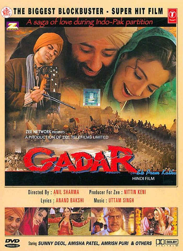 <i><b>Gadar Ek Prem Katha</i></b> (2001)<br>
<b>Net Gross collection</b>: Rs 70,00,00,000 <br> 
<b>Cast</b>: Sunny Deol, Amisha Patel, Amrish Puri, Lilette Dubey<br>
<b>Directed by</b>: Anil Sharma<br>
<b>Synopsis</b>: Set in 1947, <i>Gadar - Ek Prem Katha</i> is a love saga during the troubled partition times. The film is set in the greens of Punjab. The protagonist Tara Singh (Sunny Deol) plays a truck driver who comes across Sakeena (Amisha Patel) during one of his journeys. Love blossoms and grows silently. Then comes the trauma and hardship of partition. Separation is imminent as overnight one country; one culture is broken up into two, India and Pakistan. Will they be able to fight hatred? Will love overcome new irreversible geographic boundaries and historical events of the sub-continent? The film explores these questions and the characters struggle against enormous odds, as the backdrop of one of the most violent events of the last century unfolds with all its fury. (Source: Official release)