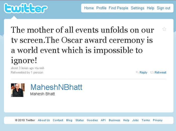 Bollywood tweets Oscars