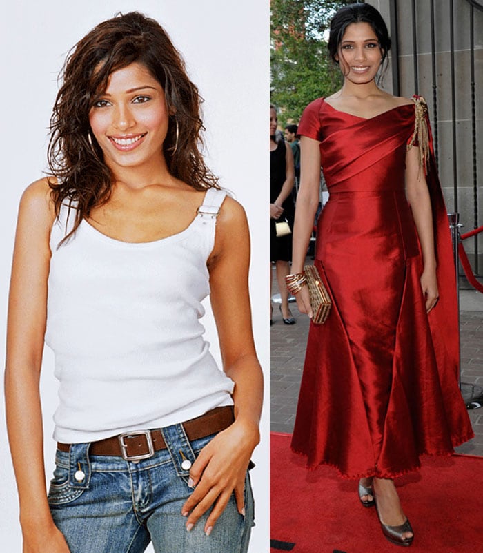 The <i>Slumdog Millionaire</i> star Freida Pinto has come a long way from her modelling days. Now surfing many a Hollywood red carpet, her looks give her journey away.