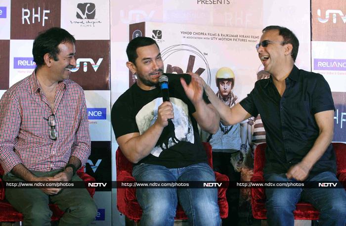 The Three Muskeeters: The camaraderie between Aamir and his <i>PK</i> producer and director was hard to miss.