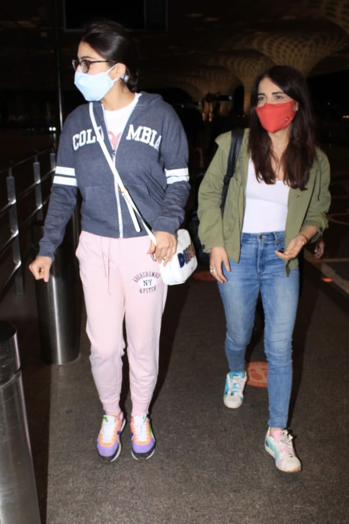 Sara Ali Khan and Radhika Madan were spotted checking into the Mumbai airport on Wednesday.