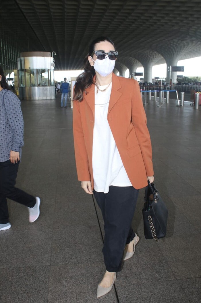 Meanwhile, Karisma Kapoor was dressed to kill at the airport.