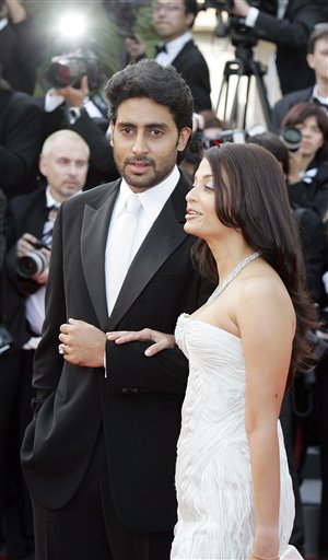 Bollywood actors Abhishek Bachchan and Aishwarya Rai arrive for the screening of the film My Blueberry Nights, at the 60th International film festival in Cannes.