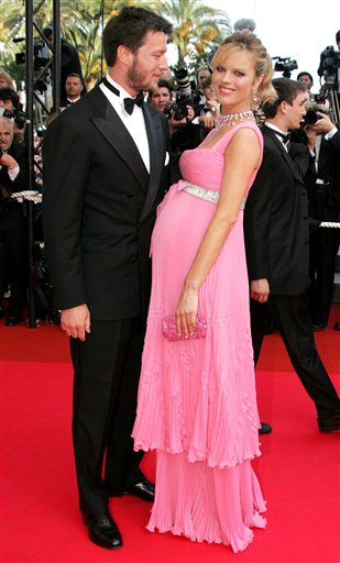 Czech model Eva Herzigova and Gregorio Marsiaj arrive for the screening of the film My Blueberry Nights, at the 60th International film festival in Cannes.