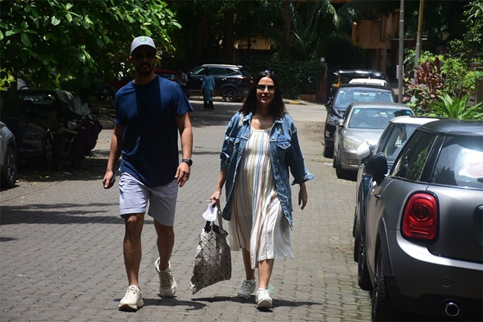 Parents-to-be Neha Dhupia and Angad Bedi were spotted at a hospital in Bandra.