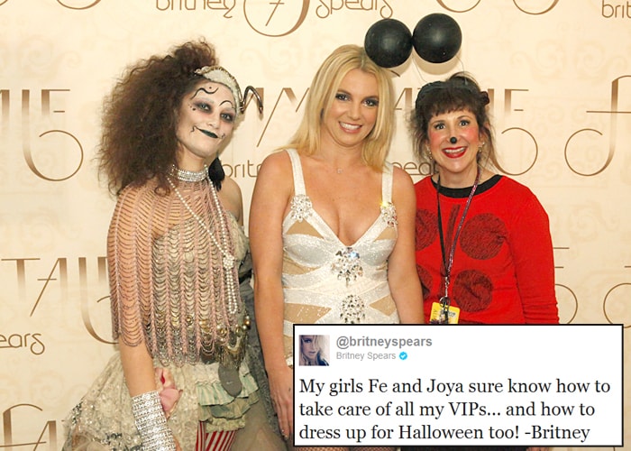 <b>Britney Spears</b>: My girls Fe and Joya sure know how to take care of all my VIPs? and how to dress up for Halloween too! -Britney