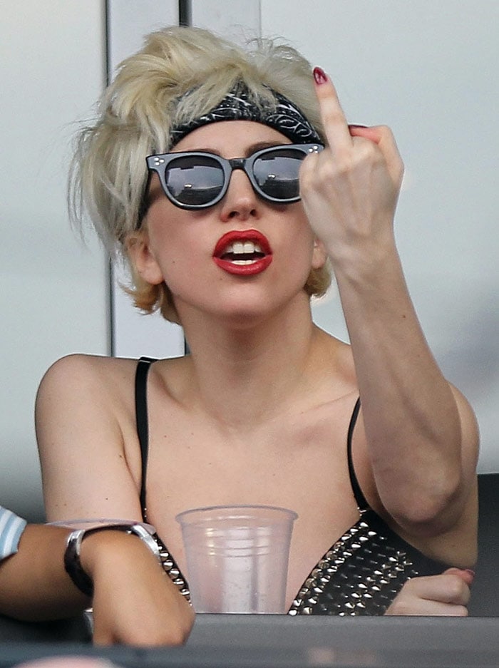 Gaga Flashes Her Middle Finger