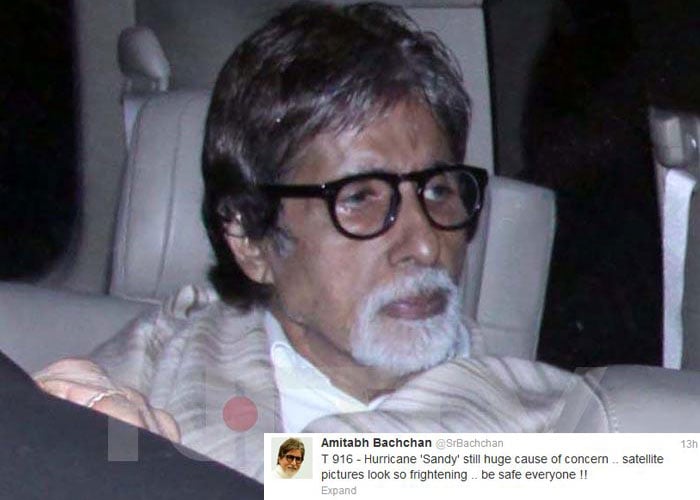 Amitabh Bachchan: Hurricane 'Sandy' still huge cause of concern .. satellite pictures look so frightening .. be safe everyone !!