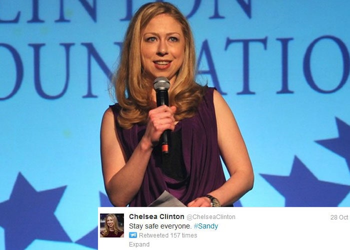 Chelsea Clinton: Stay safe everyone. #Sandy