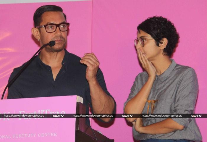 The two shared their story with the crowd. Aamir was visibly emotional about his son, Azad.