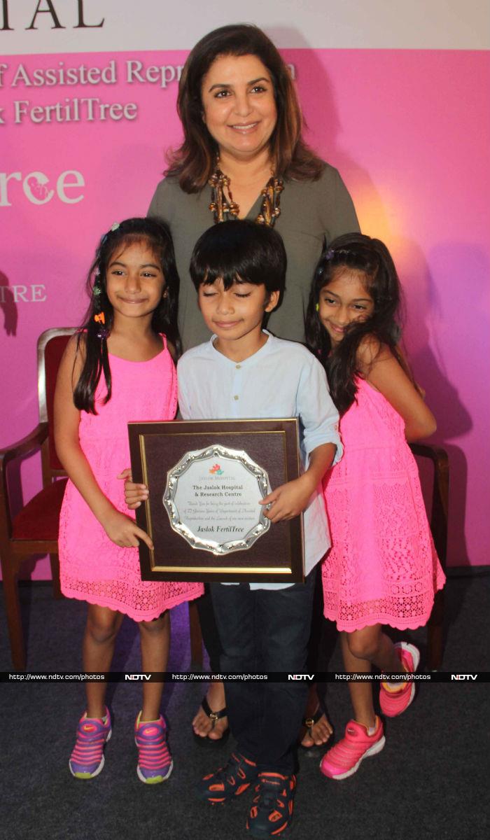 Filmmaker Farah Khan gave birth to triplets Anya, Diva and Czar in 2008 using IVF. She has named her production house 'Three's Company' in their honour.