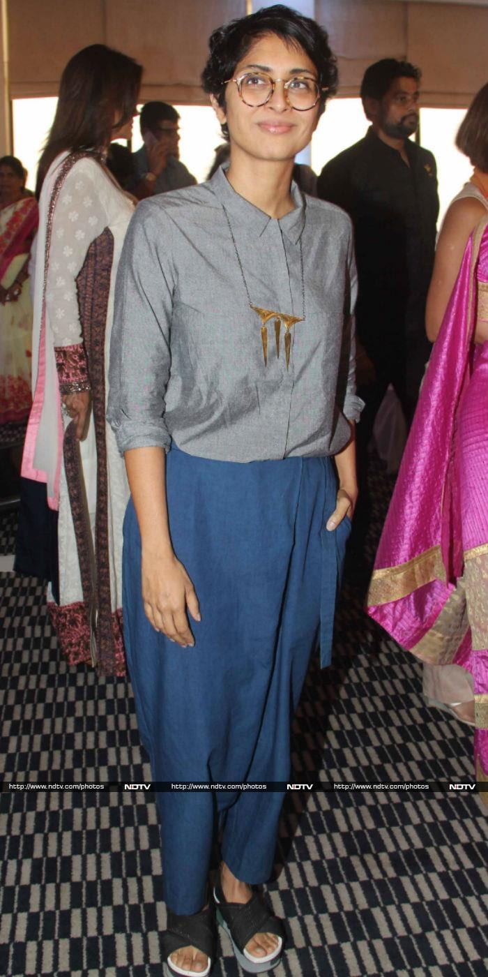 Wife Kiran Rao was also seen in her usual bohemian style with a grey shirt and blue trousers.