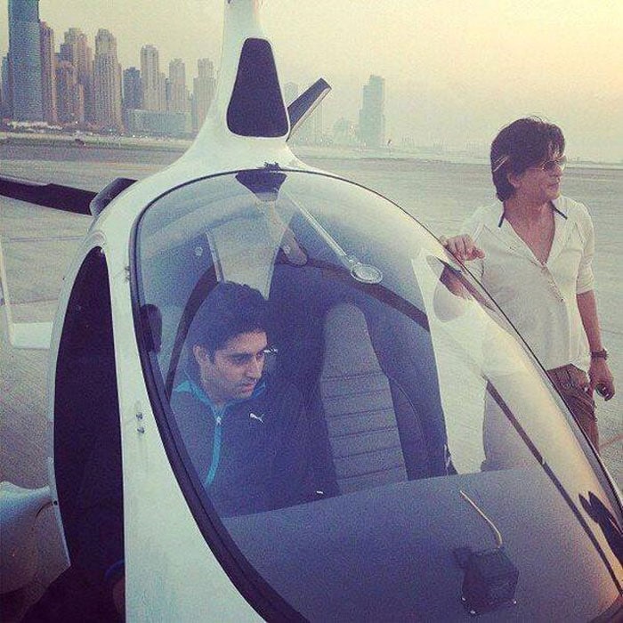 Happy flight friends: SRK, Abhishek